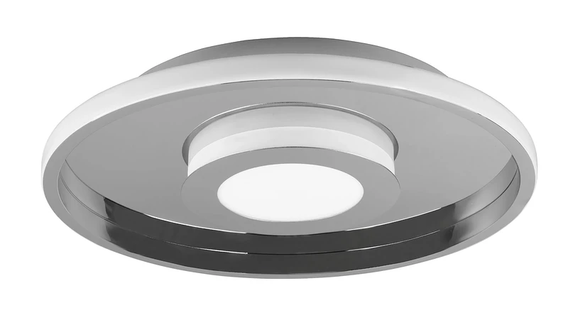 Trio, Ceiling light, Ascari incl. 1 x LED,SMD,35,0 Watt,3000K,4100 Lm. Plastic, White, Body: Metal, Chrome Ø:40 cm, H:6.8 cm IP20,IP44