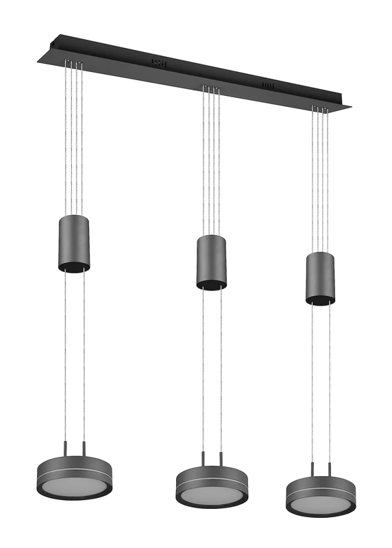 Trio, Pendant Light, Franklin incl. 3 x LED,SMD,9,0 Watt,3000K,1050 Lm. Aluminium, Antracite, Body: Aluminium, Antracite L:85 cm, L:14 cm, H:150 cm