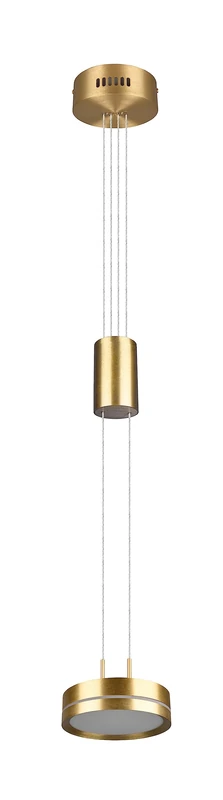 Trio, Pendant Light, Franklin incl. 1 x LED,SMD,9,0 Watt,3000K,1050 Lm. Plastic, White, Body: Aluminium, Matt Brass Ø:14 cm, H:150 cm