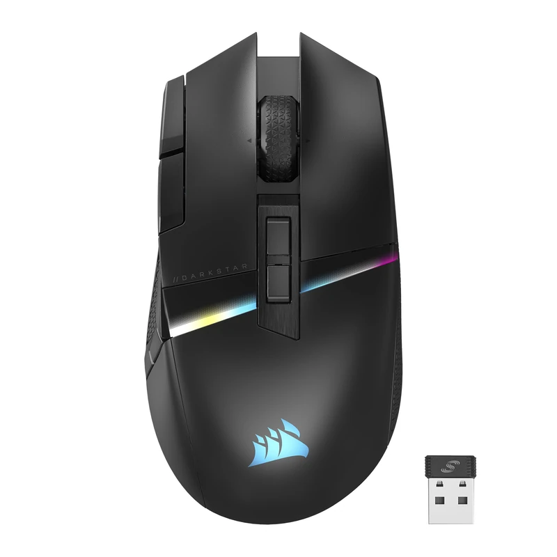 Corsair DARKSTAR WIRELESS MMO/MOBA Gaming Mouse - 26,000 DPI - 15 Programmable Buttons - Strain-Reducing Design - Long Battery Life - Black