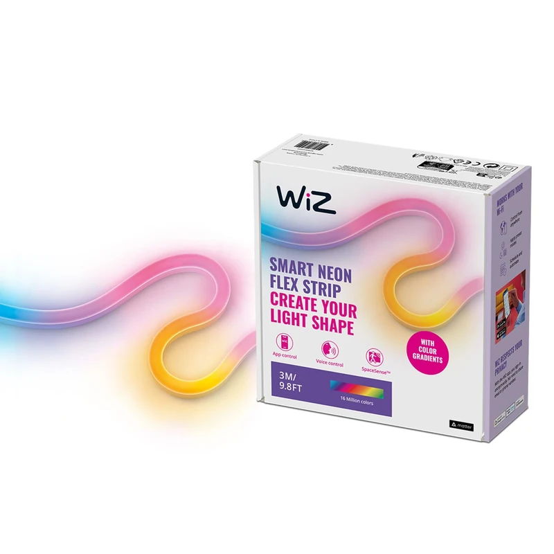 WiZ Smart Flex Strip - 3 m, 16 Million Colours + White Shades, Dynamic Light Scenes, Connects to Your WiFi, Voice/app Control, Works with Google Home, Alexa and HomeKit.