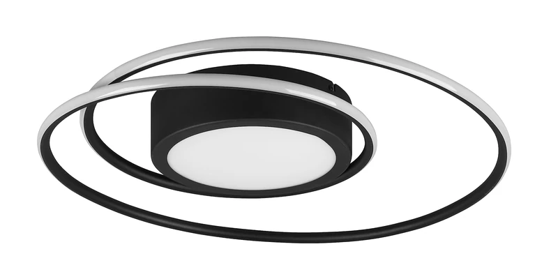 TRIO, Ceiling Light, Yava incl. 1 x LED,SMD,56,0 Watt,2700-6000K,6800 Lm. Body: Metal, matt Black Ø:60 cm, H:7 cm