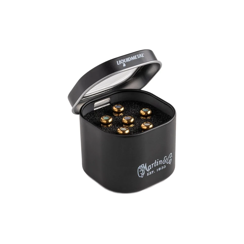 Martin Guitar LUXE by Martin Acoustic Guitar Bridge Pins, Acoustic Guitar Bridge-Pin Set, Gold with Pearl, 6 Pins Per Pack