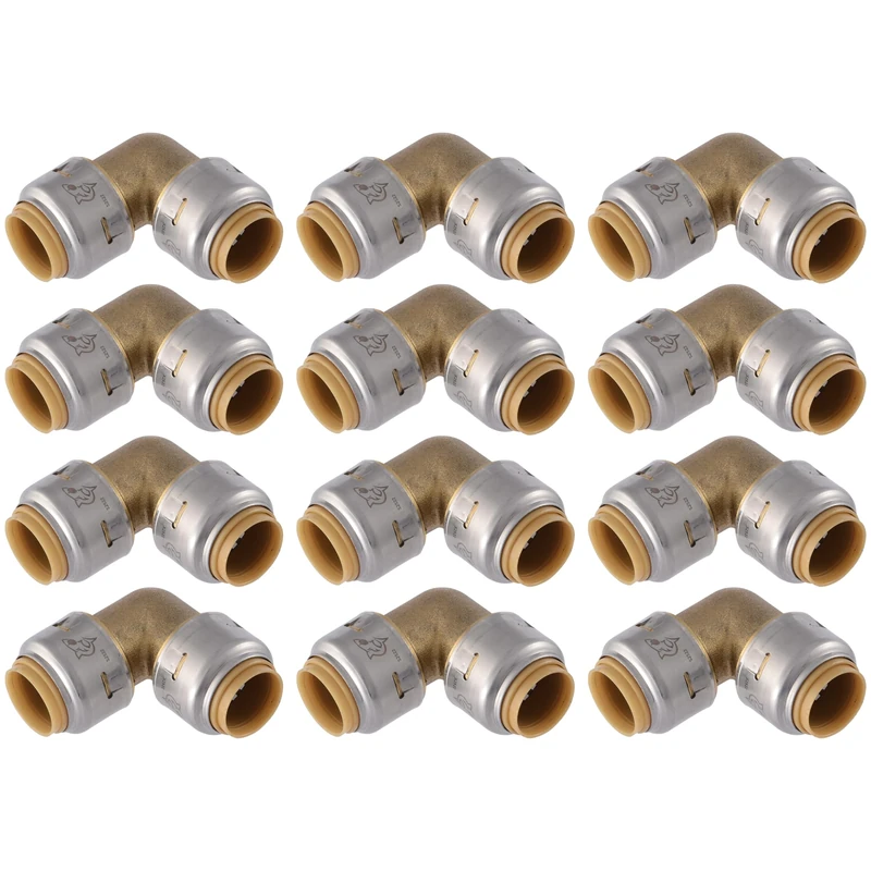 SharkBite Max 1/2 Inch 90 Degree Elbow, Pack of 12, Push to Connect Brass Plumbing Fitting, PEX Pipe, Copper, CPVC, PE-RT, HDPE, UR248