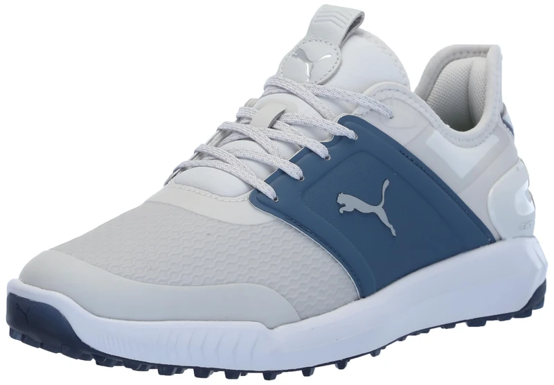 PUMA Men's Ignite Elevate Golf Shoe, Feather Gray/Evening Sky/Puma White, 9