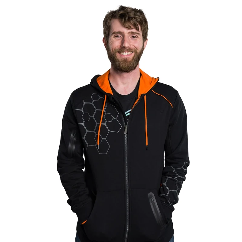LINUS TECH TIPS WAN Hoodie, Black & Orange, S - Image 1