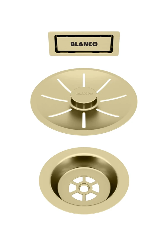 BLANCO Waste and Overflow Set for Single Bowl | Satin Gold
