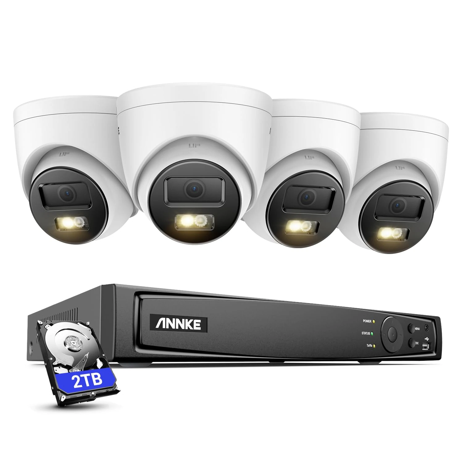 ANNKE 3K 8-Channel 4-Camera PoE CCTV System with 2TB HDD, Dual-Color Night Vision, Human & Vehicle Detection, IP67 Outdoor Security Cameras for Home & Business