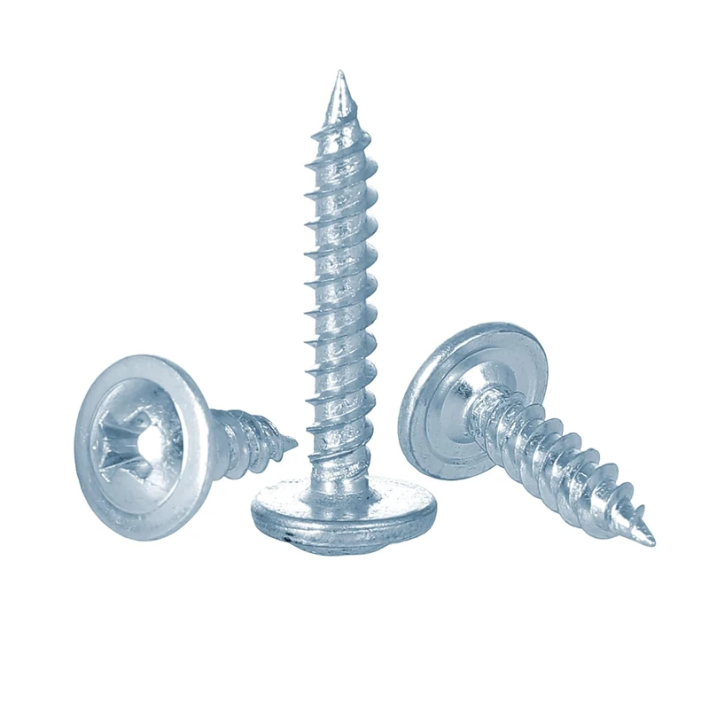 FandWay 100Pcs Wafer Head Self Tapping Screws,M4.2x50mm Wood Screws,Modified Truss Head Self Drilling Screw,Blue Zinc Coated Sheet Metal Screw for Aluminum WoodWork Plastics.