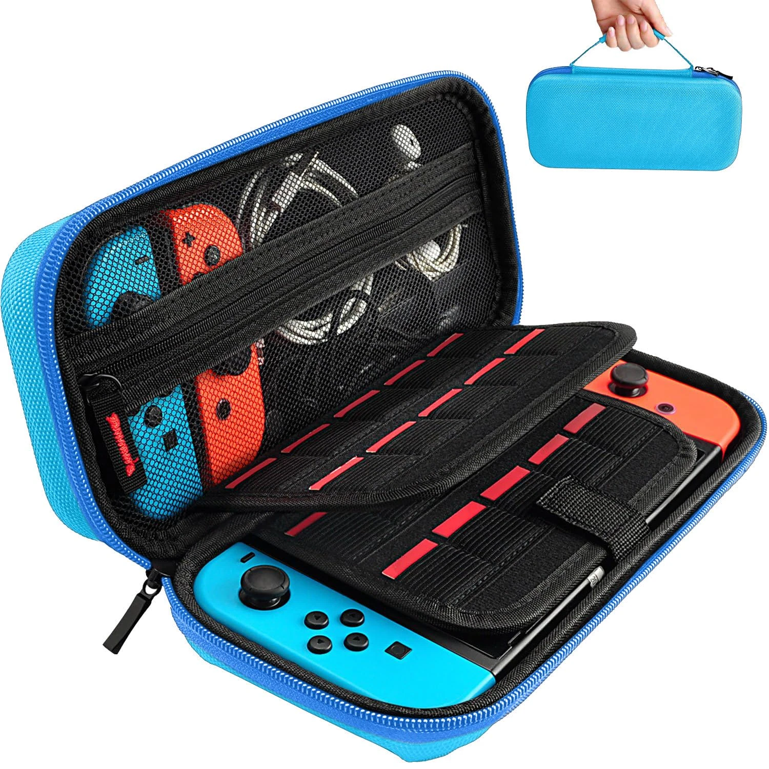 daydayup Carrying Case Compatible with Nintendo Switch/OLED Model, Travel Case with 20 Game Cartridges, Protective Hard Shell Pouch for Switch & OLED Accessories (Sky Blue, Nintendo Switch/OLED)