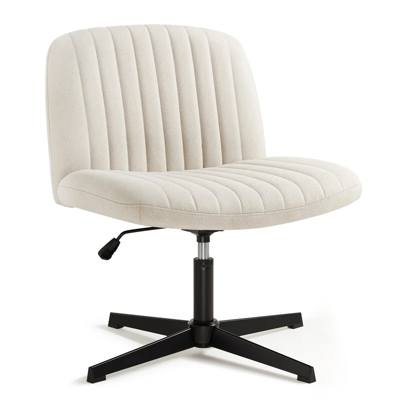 IWMH Armless Height Adjustable Office Chair - Wide Fabric Seat (Beige)