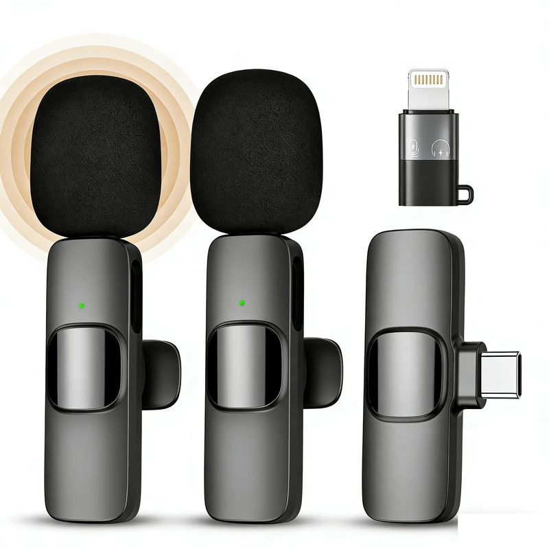 Qhot Microfono wireless per iPhone, iPad, IOS, microfono lavalier per la registrazione video - 2 Pack iPhone Mic Registrazione cristallina con USB-C per Podcast, ASMR, TikTok