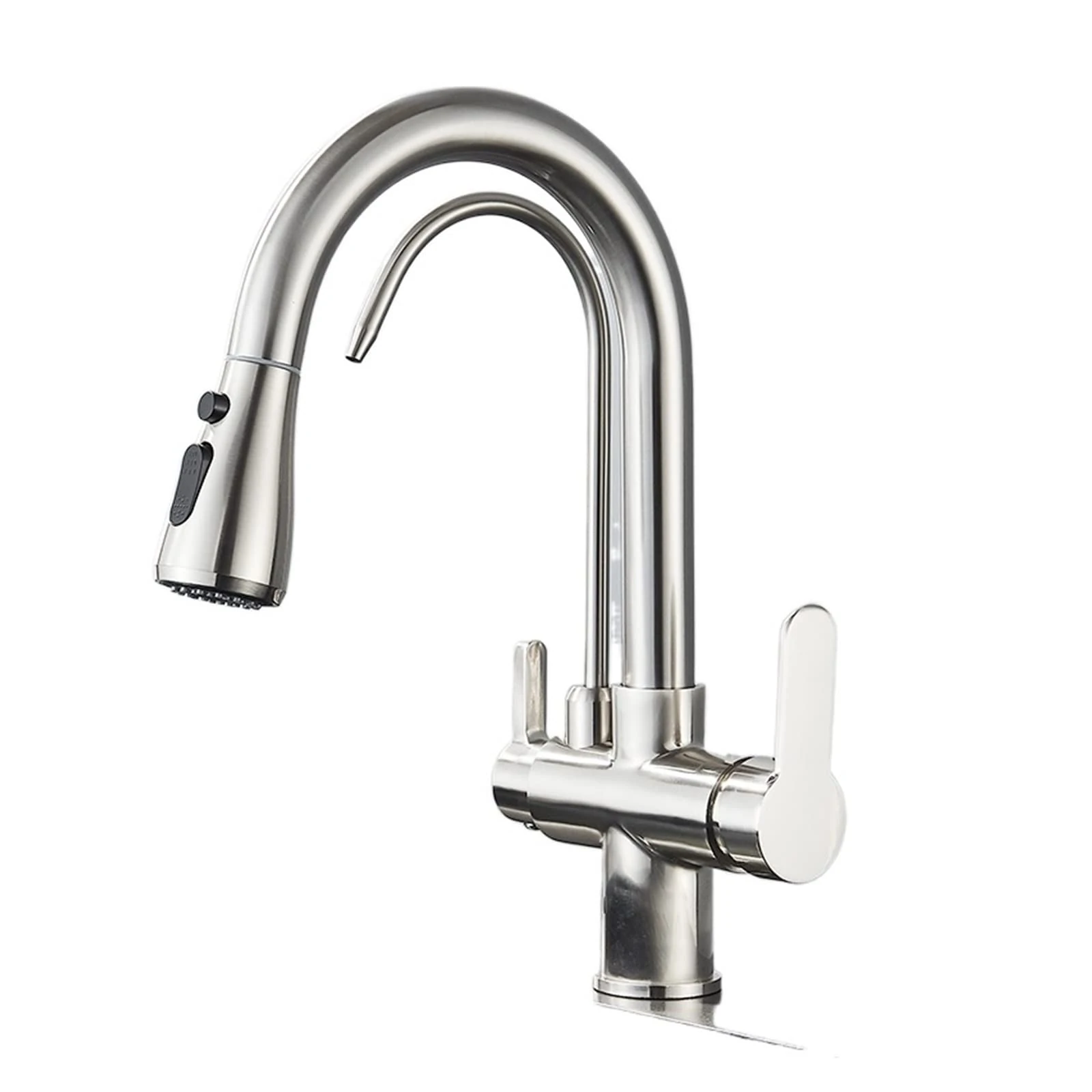 Faucet Matte Black Filtered for Kitchen Pull Out Spray 360 Rotation Water Filter Tap 3 Ways Sink Mixer Kitchen Faucet Smart Faucet (Type A Brush Nickel)