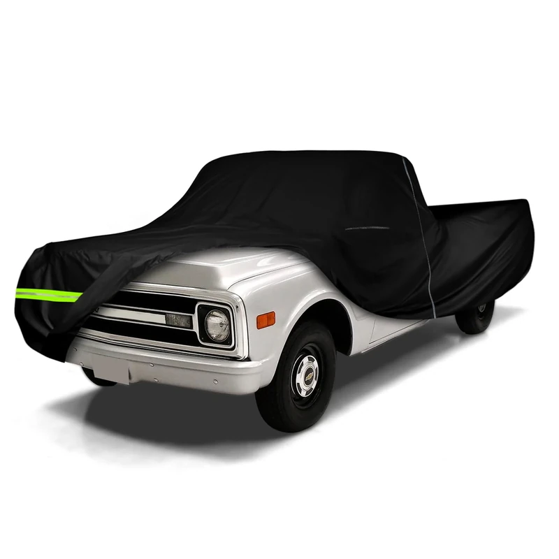 Waterproof Car Cover Compatible with Chevrolet C10 C20 K10 K20 1960-1987 Standard Cab Short Bed Accessories, 420D All Weather Car Covers with Zipper&Lock for Car Dust Snow Rain Hail Protection