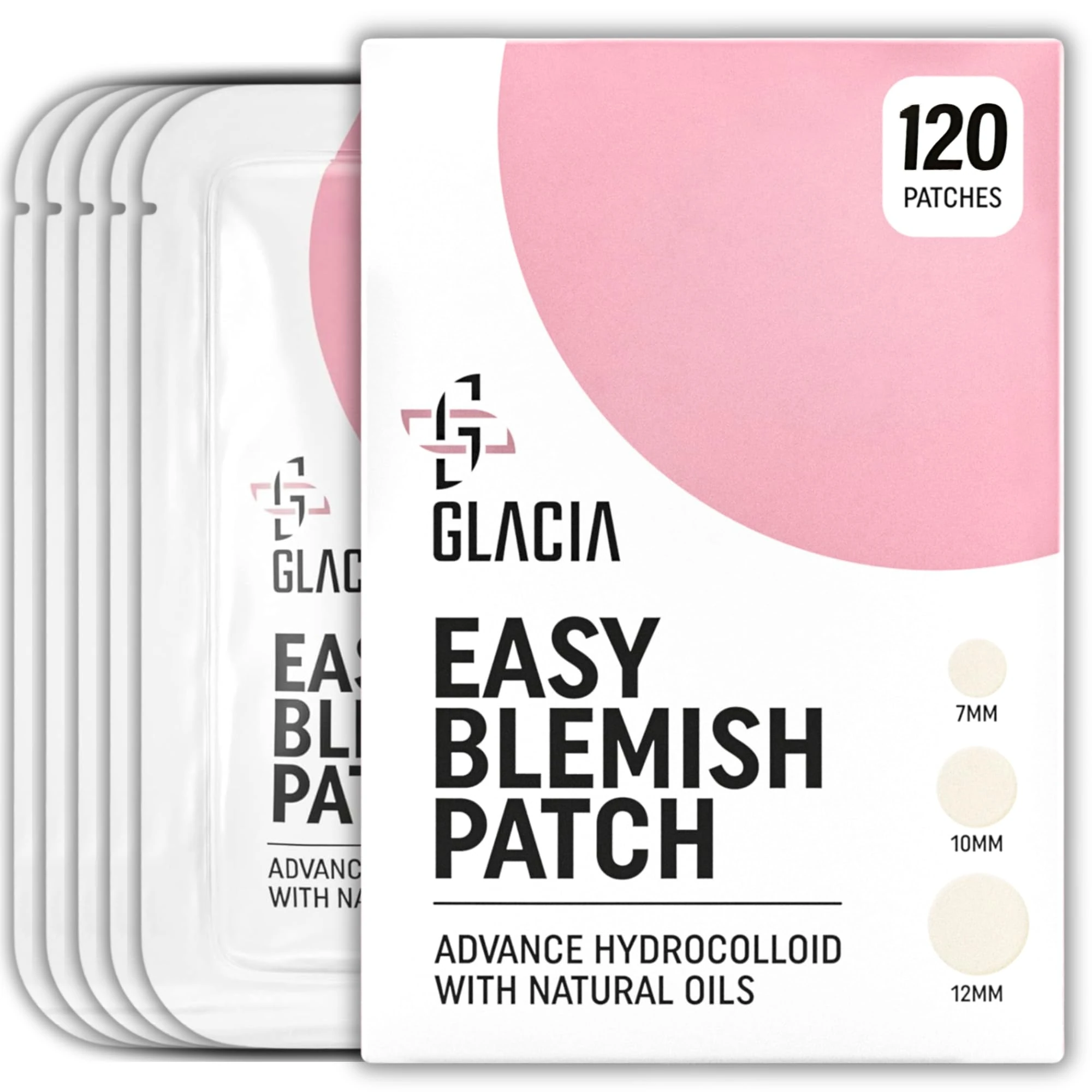 Spot Patches by Glacia® – Pimple Patches 120 Pack of Hydrocolloid Skin Patches for All Skin Types – Gentle and Natural Patches for Clear and Smooth Skin