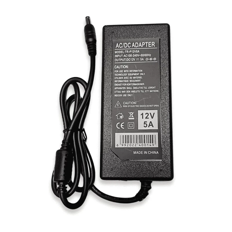 Sentry 12V 5A PSU Power Supply Unit Adapter AC/DC UK 3-Pin mains 240v AC to 12v DC for CCTV Cameras Monitors DVRs Lightings (No Splitter)