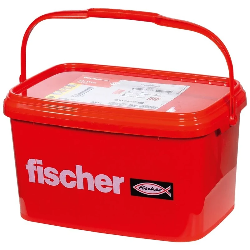 fischer Expansion Dowel SX Plus 12 x 60, Practical Bucket with 350 Nylon dowels, dowels for Optimal Hold for fixings in Concrete, Solid Brick, aerated Concrete, Perforated Bricks and Much More.