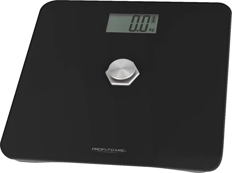 ProfiCare® Personal Scales without Battery | Scales with Measuring Range of 5 kg - 180 kg & Large LCD Display | Digital Personal Scales with Kinetic Energy & Glass Surface | PC-PW 3112 Black
