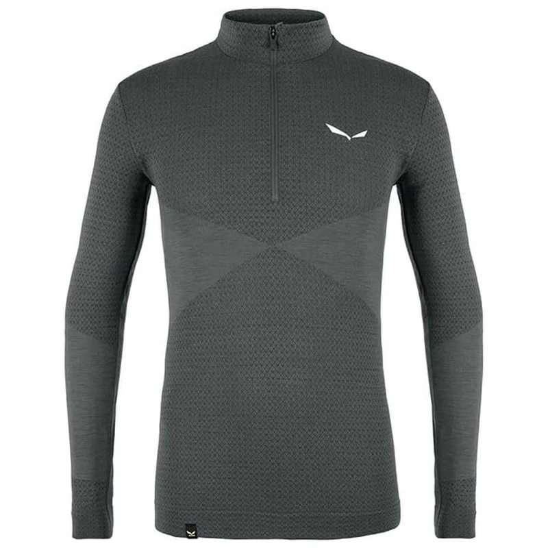 Salewa Zebru Responsive Half Zip Men'S Tee , Onyx, 48/M, Male