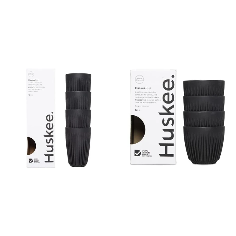 Huskee - HuskeeCup (4-Pack) (Charcoal, 12oz) & HuskeeCup (4-Pack) (Charcoal, 6oz) - Image 1