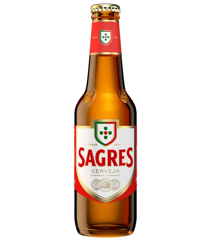 Sagres Premium Portuguese Lager | Moderately Rich, Dry & pleasantly bitter | 100% Natural Ingredients | Case of 24 Beers from Portugal | 24 x 330ml | 5% ABV