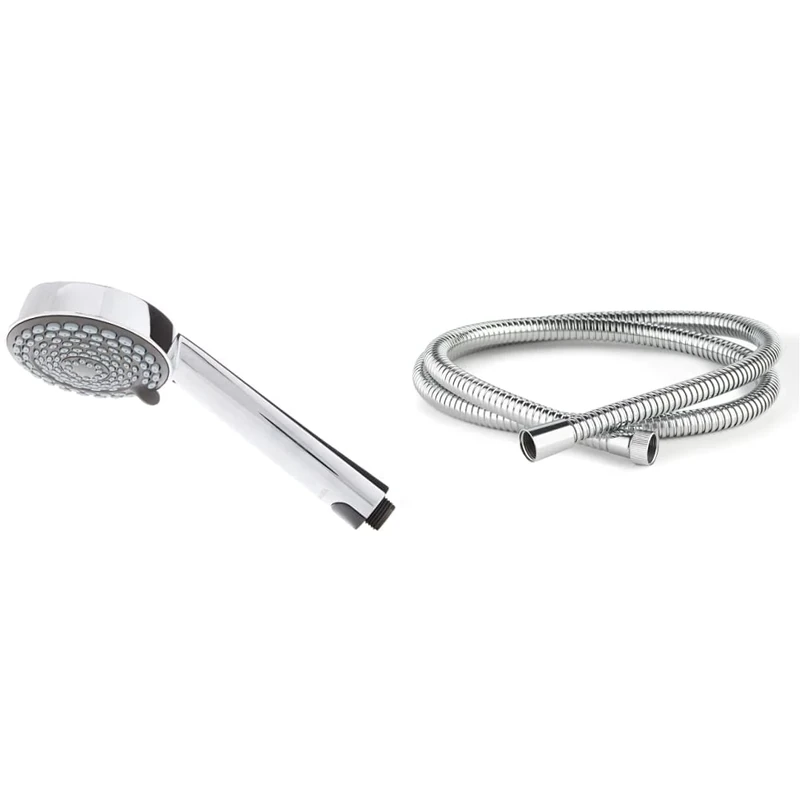 Aqualisa 901506 Harmony Handset/Shower Head, Chrome, Grey & 164516 Shower Hose, 1.5m, Chrome-Plated Stainless Steel, 1.69 in*12.63 in*8.3 in
