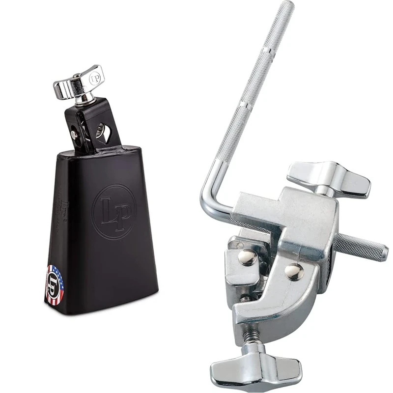 LP Latin Percussion LP860186 Cowbell Black Beauty LP204A & Tama CBH20 Hoop Mounted Bass Drum Cowbell Holder