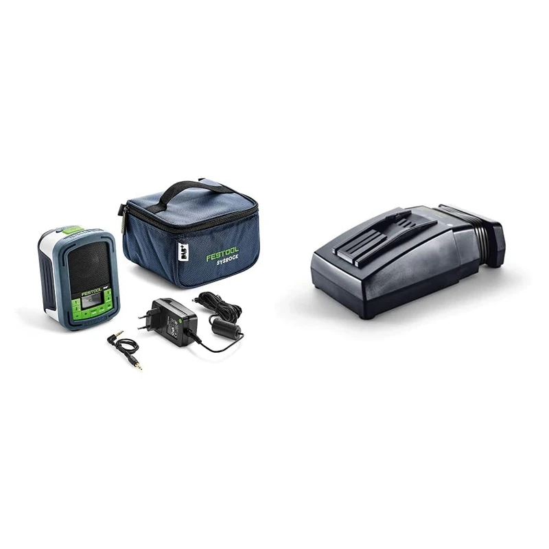 Festool 202112 Site radio BR10 DAB+ GB SYSROCK, 240 V, Multi-Colour & 201136 Rapid Charger TCL 6 GB, 240 V, Multi-Colour