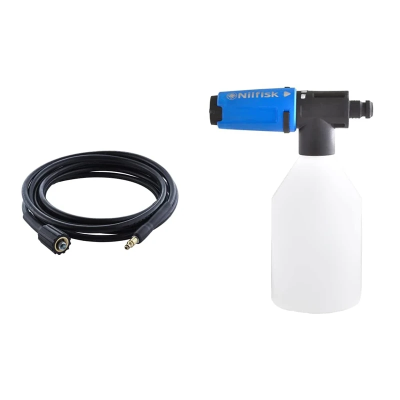 Nilfisk 5m Hose for High Pressure Washer & 128500938 Super Foam Sprayer for Pressure Washer, Blue