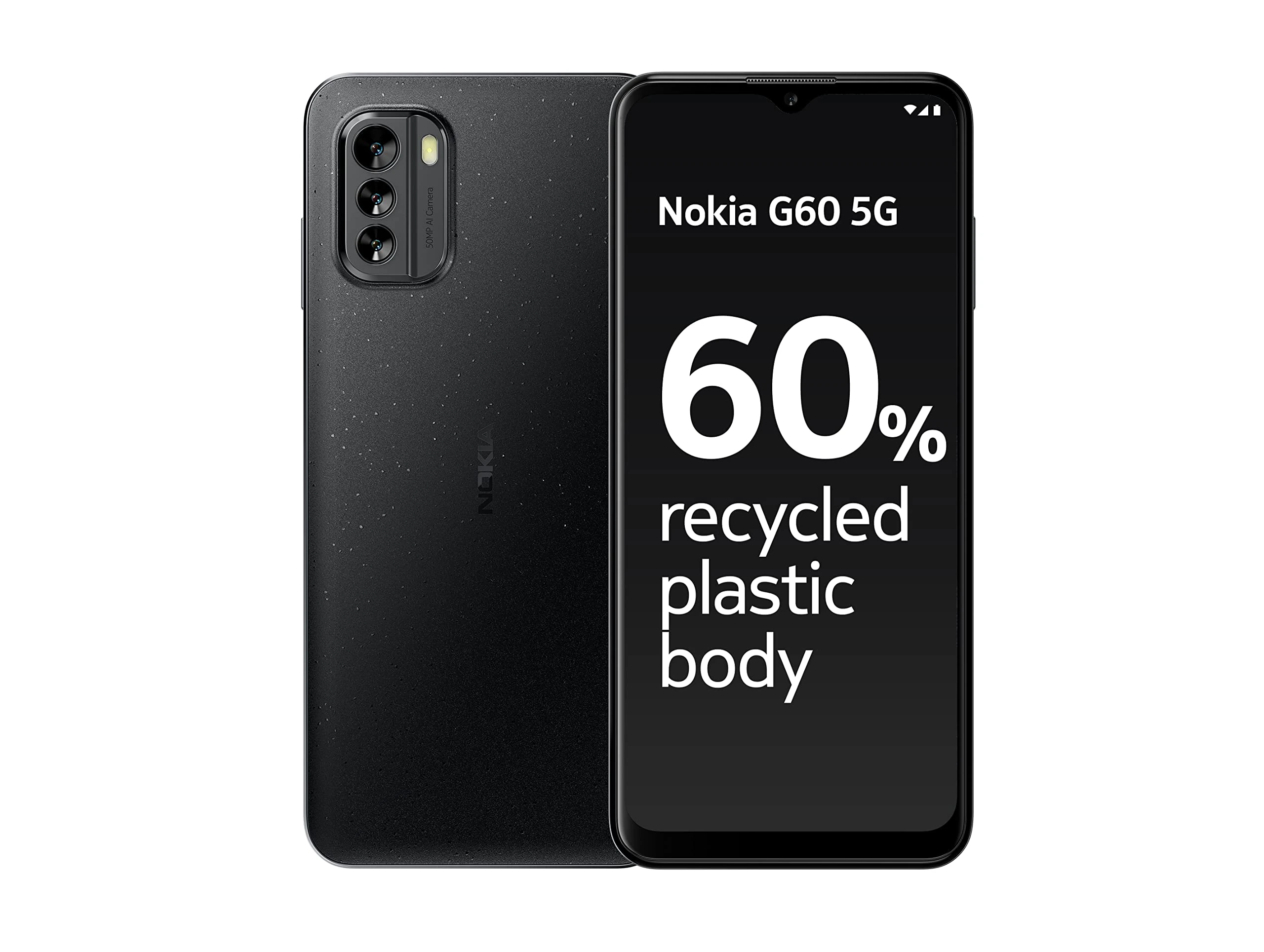 Nokia G60 5G Smartphone, 6.58” HD+ 120Hz display, 4GB RAM & 64GB Storage, Android 12 & 3 OS upgrades, 50MP AI rear camera (Renewed)
