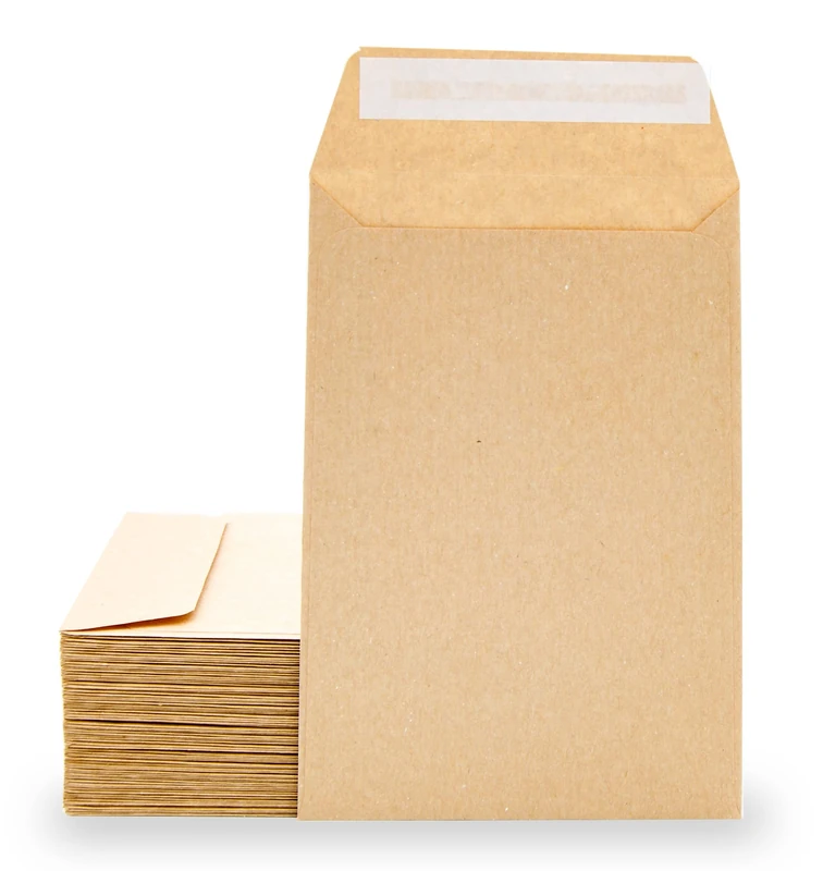 Kraft Paper Envelopes Small Silicone Strip for Invitations or Wedding Guest Gift Bags 100x145 mm m-office MOF0140