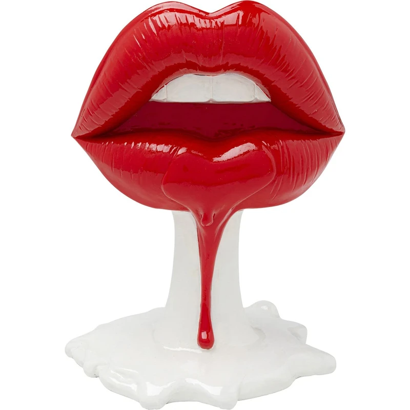 Kare Design Deco Object Hot Lips 26cm, Red, White, Modern, Statue, Gift Idea, Decorative Accessories, Decoration, Home Decor for Living Room, Bedroom, Office, 26x21x14 cm
