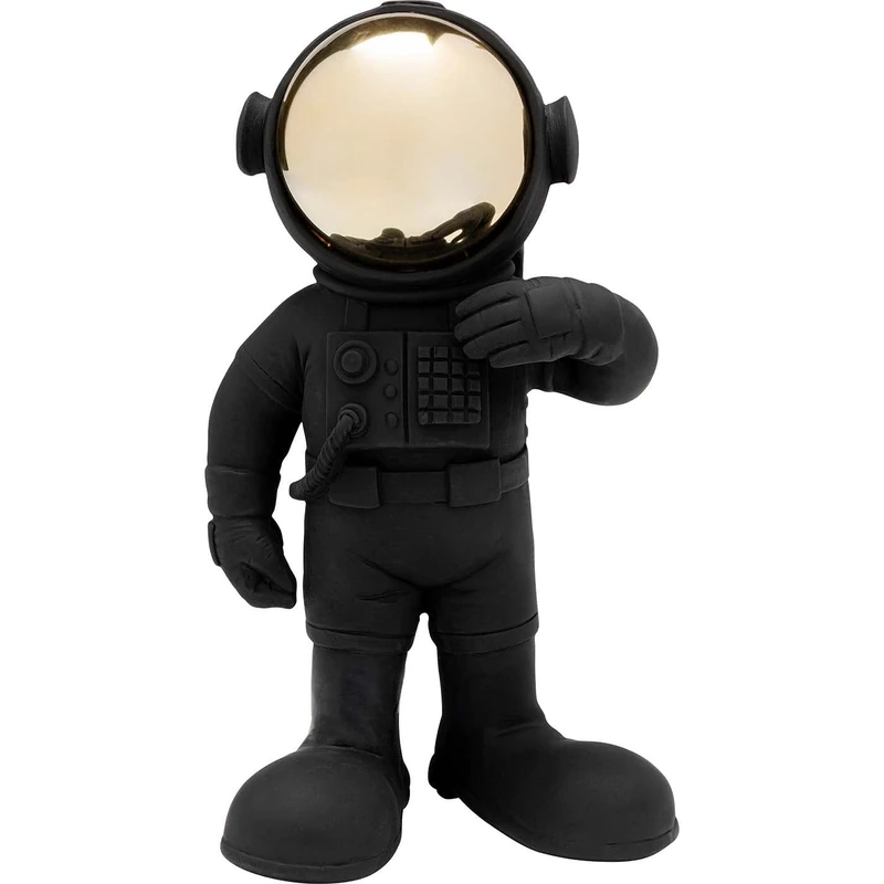 Kare Design Deco Figurine Welcome Astronaut, Black, Modern, Each Piece Unique, Handpainted, Gift Idea, Decorative Home Accessories, Home Decor, Room Decor for Living Room, 27x17x14 cm (H/W/D)
