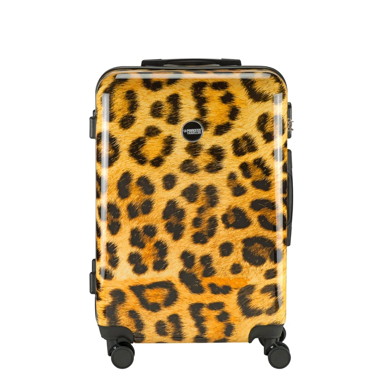 Princess Traveller Animal Print Leopard, Yellow, Mittel Reisekoffer, Rigid Trolley with Swivel Wheels - Image 1
