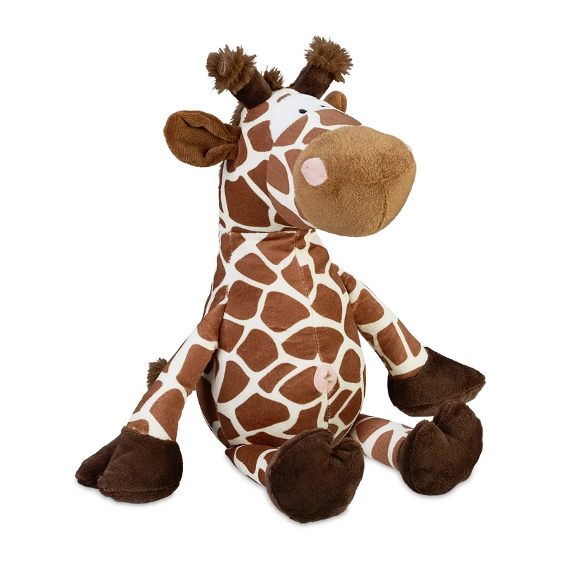 Relaxdays Doorstop Giraffe, Fabric & Sand, Buffer for Floor, Inside, HWD: 26 x 25 x 23 cm, Decorative Bag Animal, Brown, Polyester