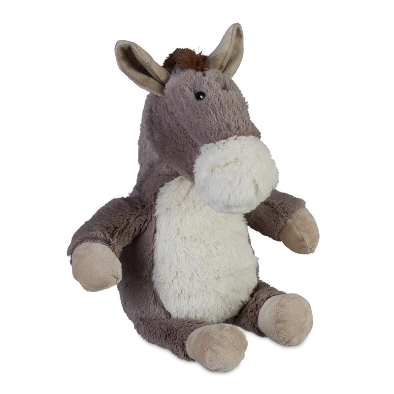 Relaxdays Doorstop Donkey, Fabric & Sand, Buffer for Floor, Inside, HWD: 26 x 24 x 17 cm, Decorative Bag Animal, Grey