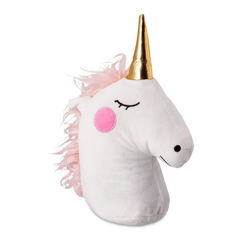 Relaxdays Doorstop Unicorn, Fabric & Sand, Drafts Protection, Inside, HWD: 27 x 18 x 10 cm, Decorative Bag Animal, White, Polyester