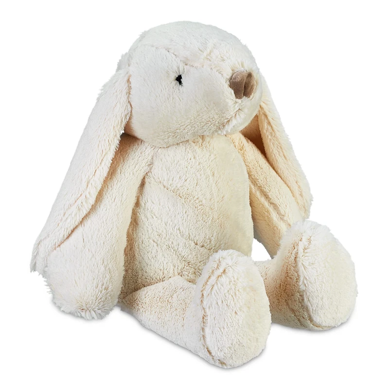 Relaxdays Door Stopper Bunny, Draft Protection, Slamming Brake for Children's Room, Filled with Sand, 22x21x24cm, Cream