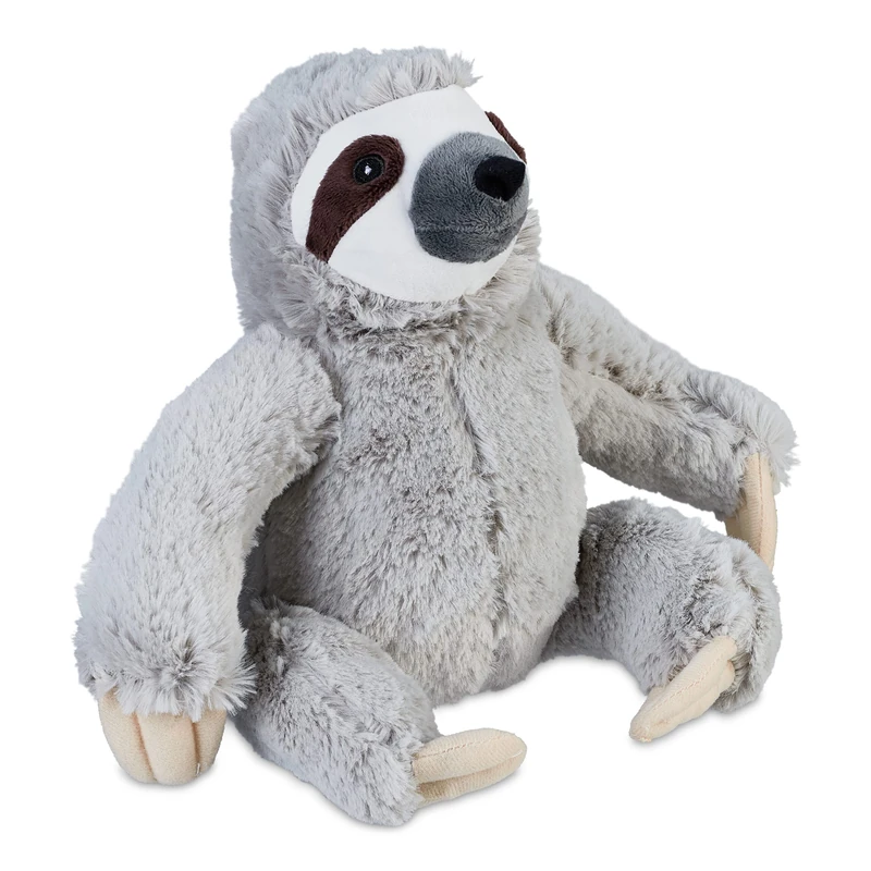 Relaxdays Doorstop Sloth, Fabric & Sand, Anti-Slamming Buffer, Inside, HWD: 22 x 21 x 18 cm, Decorative Bag Animal, Grey, Polyester
