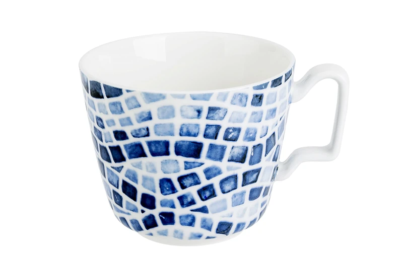 Cosy & Trendy Mosaic Porcelain Coffee Cups Blue-20 Cl-Pack of 6 - Image 1