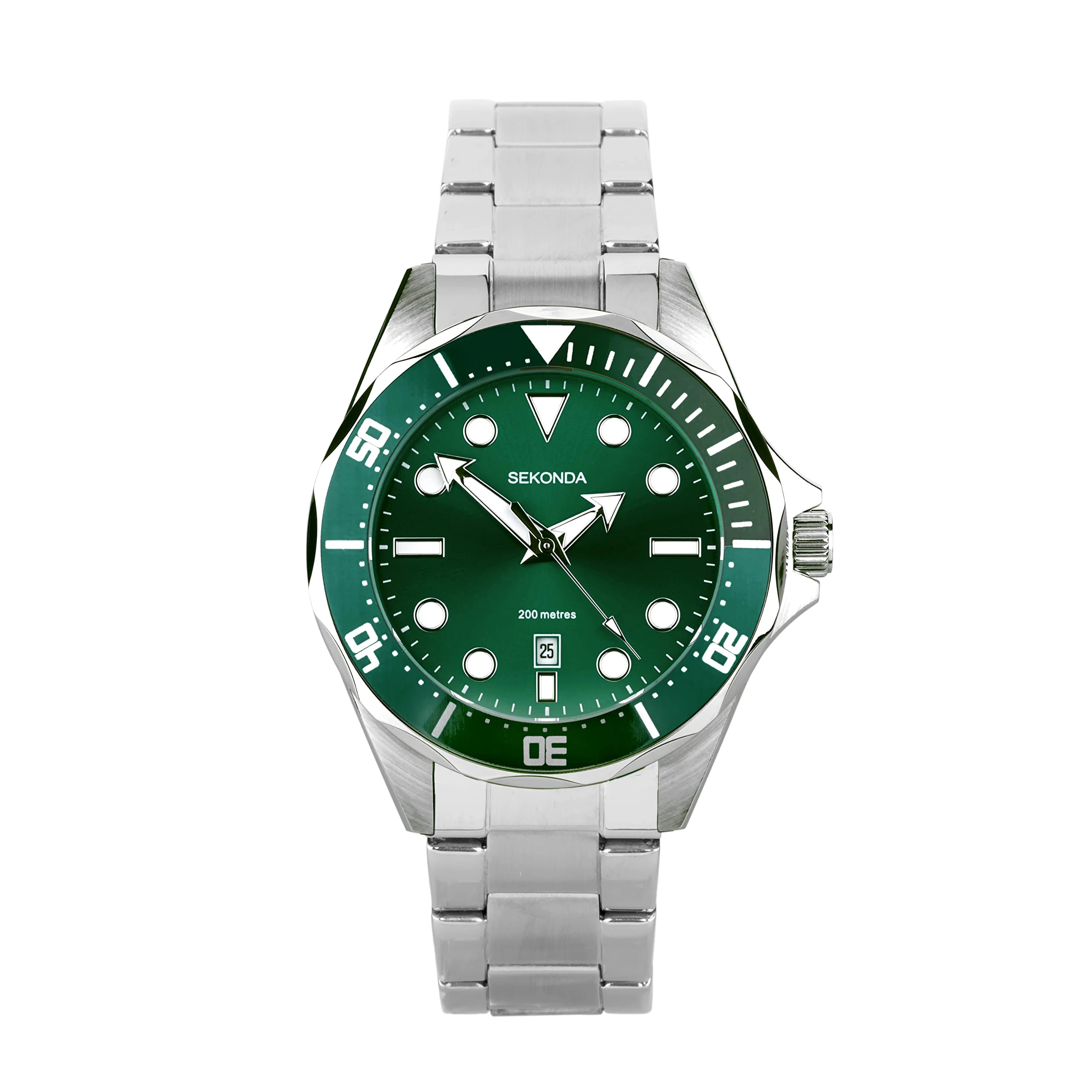 Sekonda Hudson Men's 43mm Quartz Watch in Green with Analogue Display, and Silver Stainless Steel Bracelet 30096