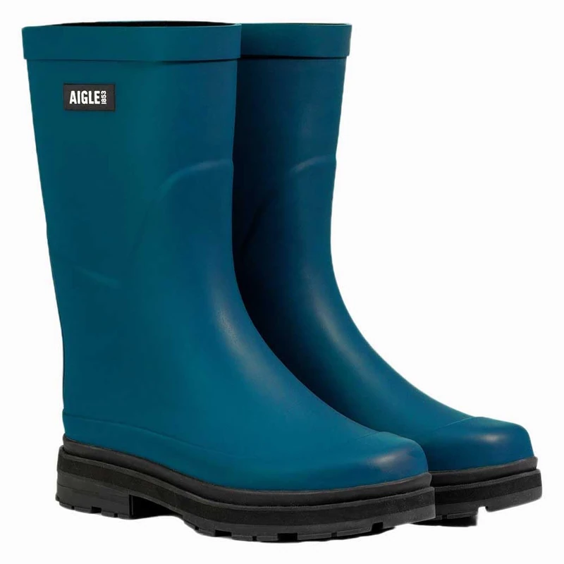 Aigle Mid Rain Women's Rain Boot, Storm Blue, 4 UK