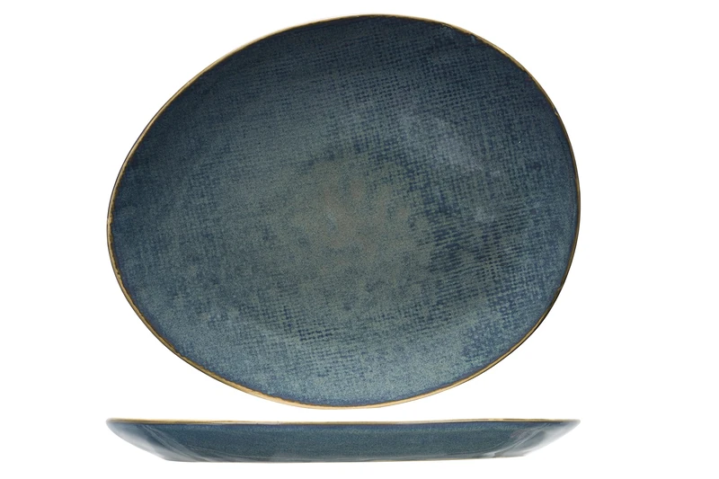 Cosy & Trendy Aicha Oval Dessert Plate Blue 19.5 x 16.5 cm Pack of 6