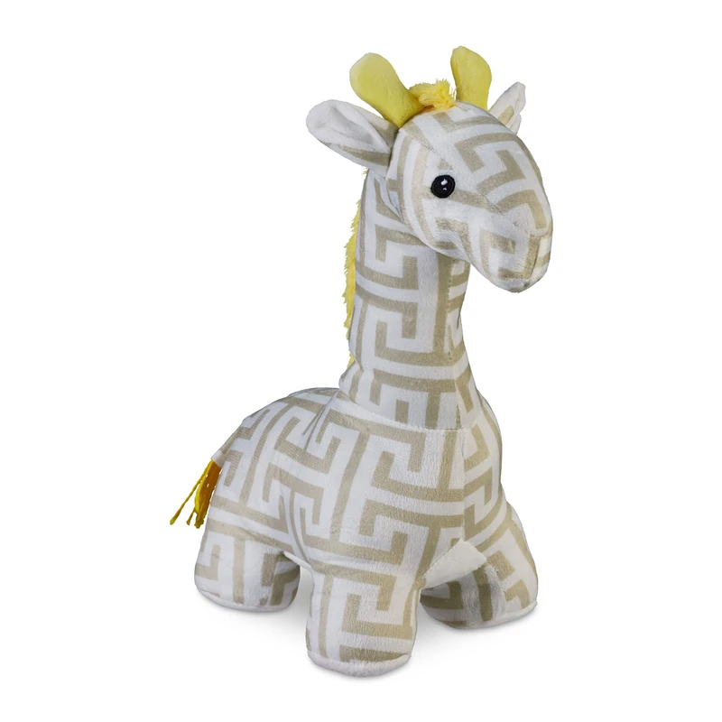 Relaxdays Doorstop Giraffe, Fabric & Sand, Draft Buffer for Floor, Indoor, HWD: 35 x 15 x 25 cm, Decorative, White/Beige