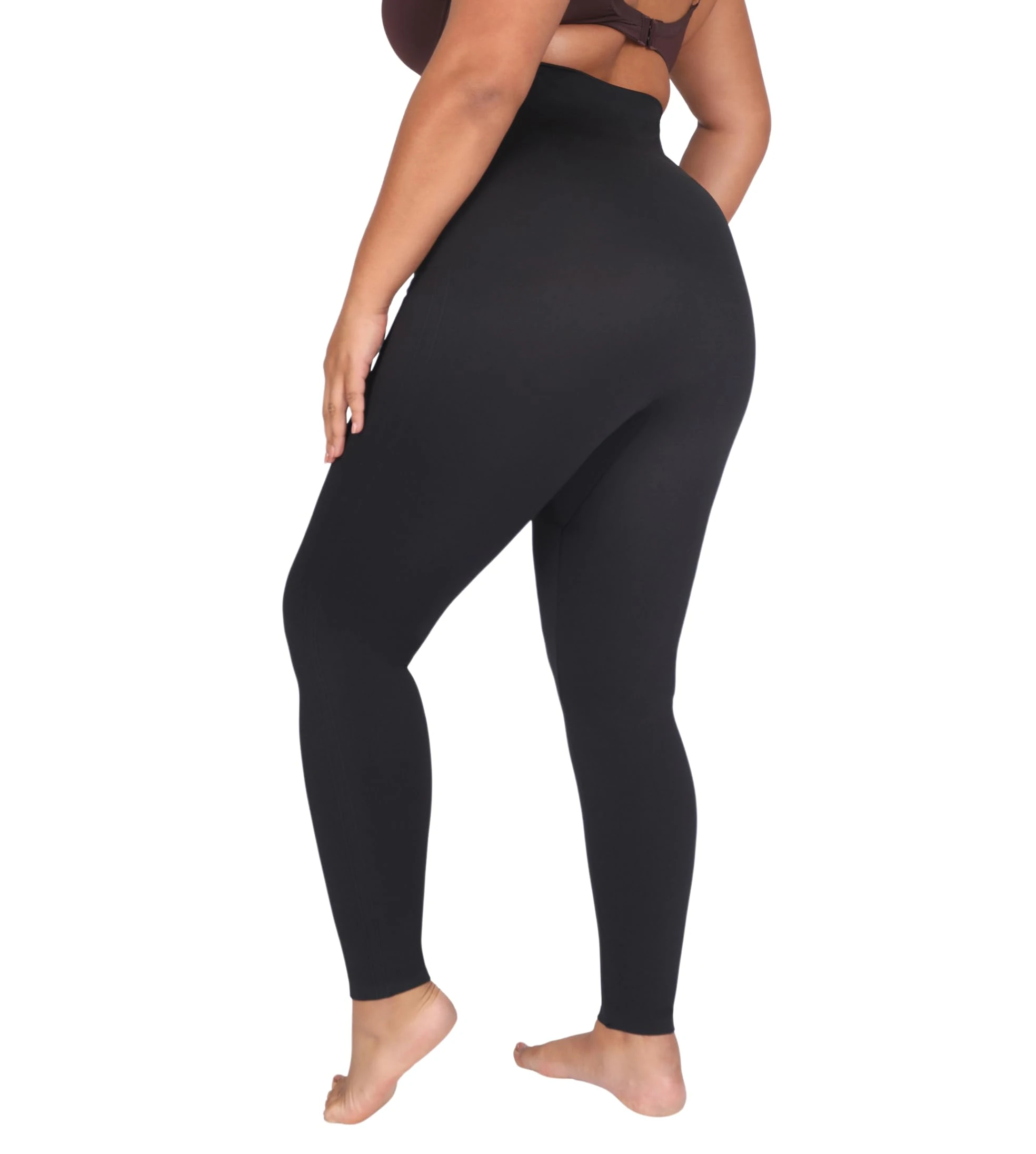 Conturve High Waisted Shaping Leggings - Shapewear for Women (L, Black)