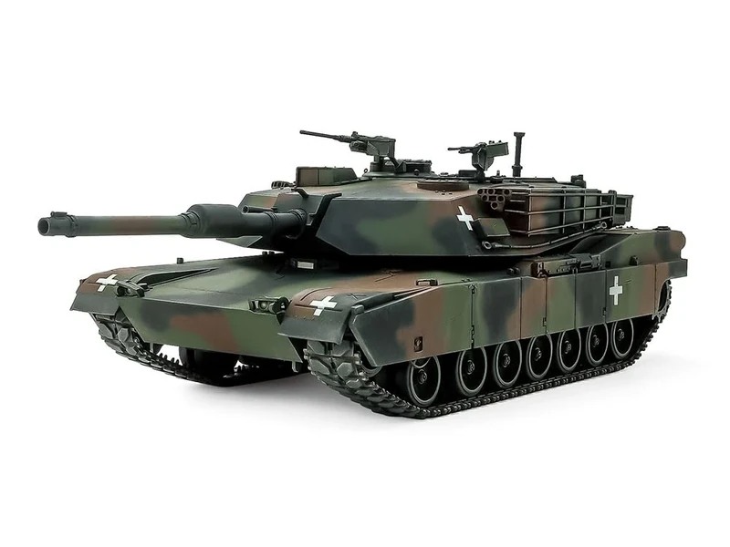 Tamiya 25216 1:35 US M1A1 Abrams Ukraine Model, Plastic, Assembly, Detailed Replica, Tank Kit, Geformte Farbe