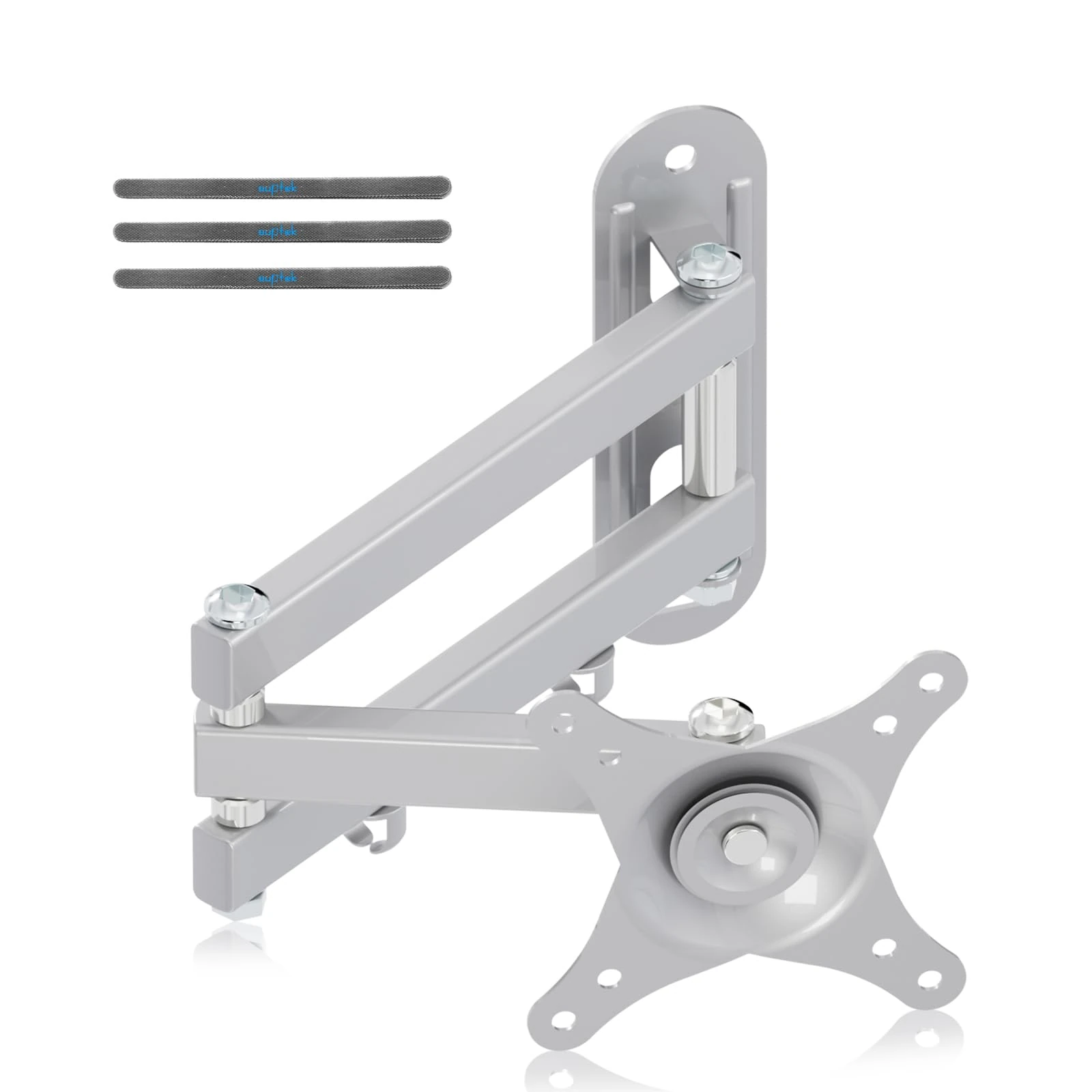 Suptek TV Wall Mount Swivel Tilt Rotation Full Motion Adjustable Articulating for Most 15-32 inch LED, LCD Monitor Wall Mount VESA 75/100, Silver (MA2720S)