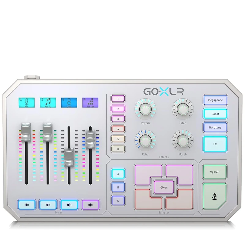 TC Helicon GoXLR-WH Revolutionary Online Broadcaster Platform with 4-Channel Mixer, Motorized Faders, Sound Board and Vocal Effects | Supports Windows 7, 8, 10 & 11 | White