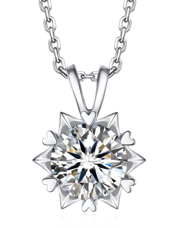 MomentWish Snowflake Necklace 2 Carats Moissanite D Color VVS1