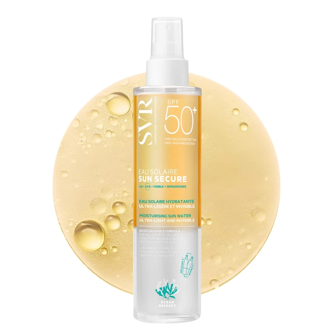 SVR SUN SECURE Sun Water - Face and Body Sunscreen SPF 30 Oleo-Water Spray for Hypersensitive Skin, Invisible Finish, Reef-Safe, All Ages, 200ml